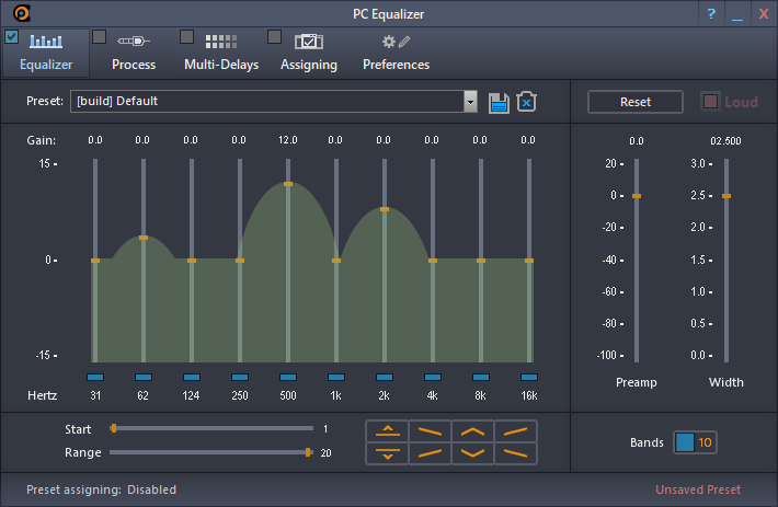 PC Equalizer bandwidth interface